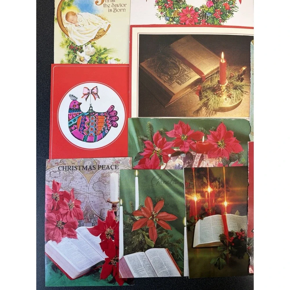 Vintage Christmas Cards Fronts ONLY Traditional Scrapbooking Decoupage Lot 50+